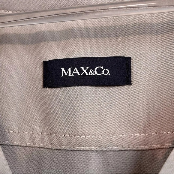 Max & Co Gray-Beige Buttoned 3/4 Tab Sleeve Shift Dress Career Casual Size 6 - Picture 9 of 11